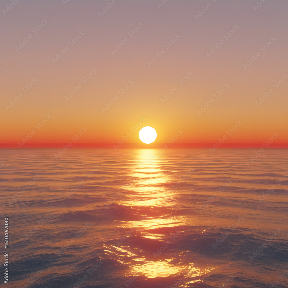 Serene Sunset Over Calm Ocean Serene Sunset Over Calm Ocean