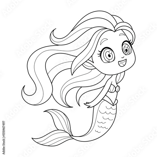 cute mermaid coloring page for kids