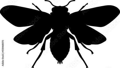 Silhouette of a midges, symmetrical front view, isolated, minimalist design









