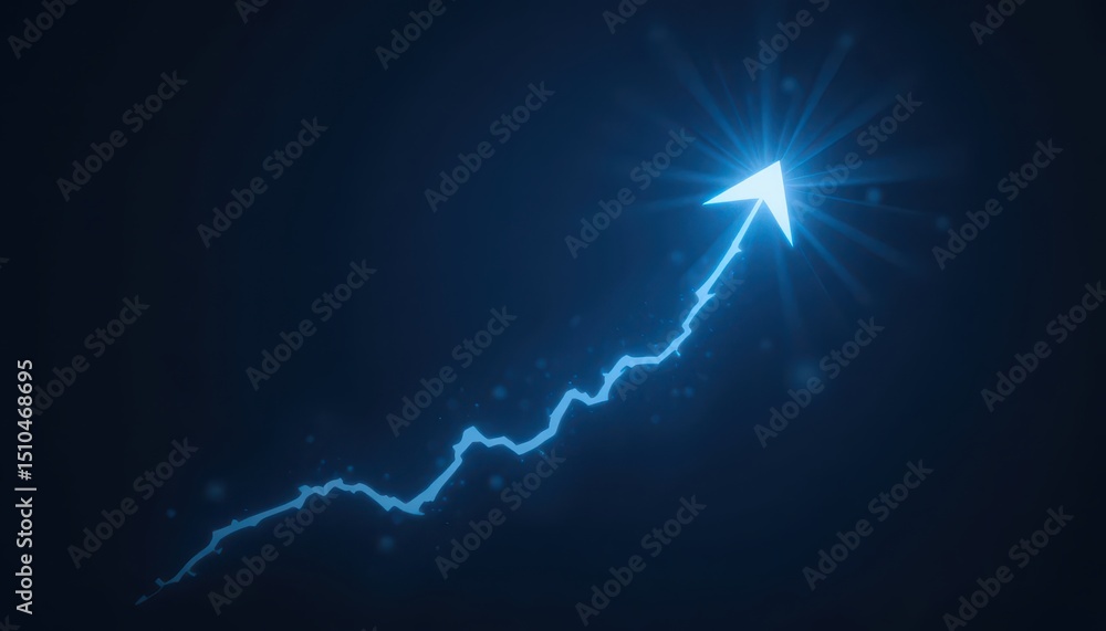 Glowing Arrow Upward Growth, Success, and Business Presentation Background Glowing Arrow Upward Growth, Success, and Business Presentation Background