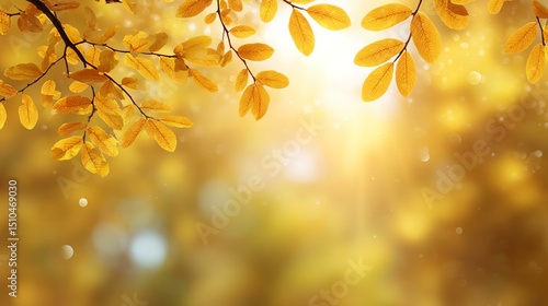 natural leaf tones in autumn background design Golden leaves glimmer in soft sunlight, creating an enchanting autumn atmosphere.