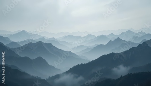 Wallpaper Mural Serene Misty Mountain Landscape Background for Presentations, Strategy, Leadership Torontodigital.ca