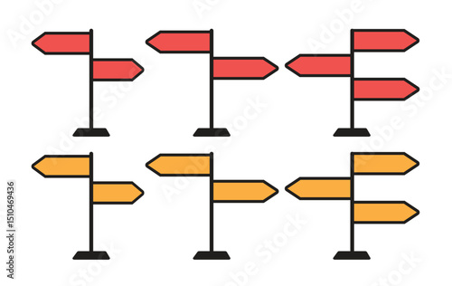 set of colorful road sign post icon