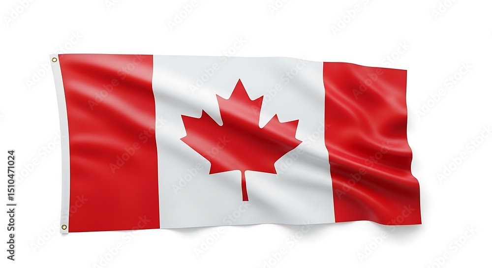 A waving Canadian flag isolated on a surface A waving Canadian flag isolated on a surface