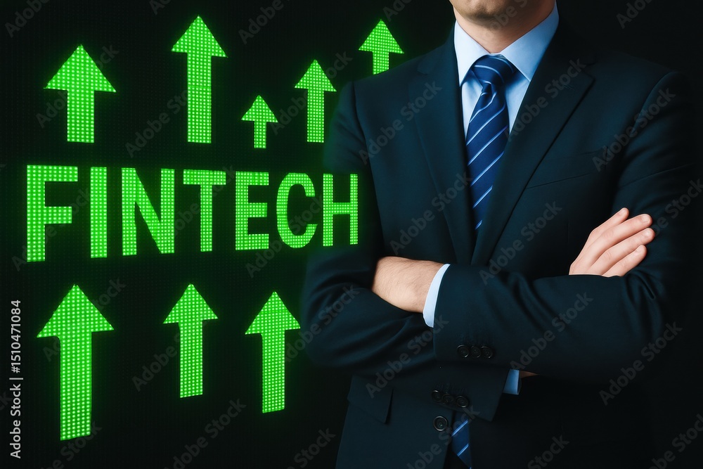 A confident business leader embodies strategy and decision-making as innovation drives fintech growth in a dynamic market A confident business leader embodies strategy and decision-making as innovation drives fintech growth in a dynamic market