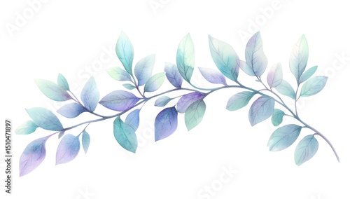 Watercolor lavender branch clipart, on a white background, 