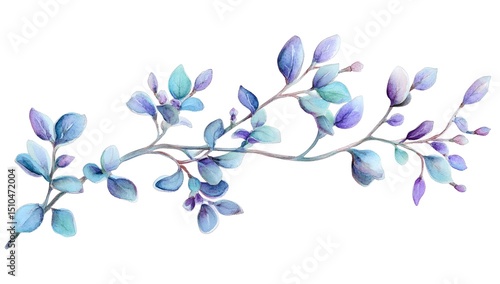 Watercolor lavender branch clipart, on a white background, 