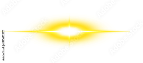 Bright yellow background with lens flare effect isolated on transparent background png