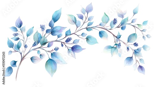 Watercolor lavender branch clipart, on a white background, 