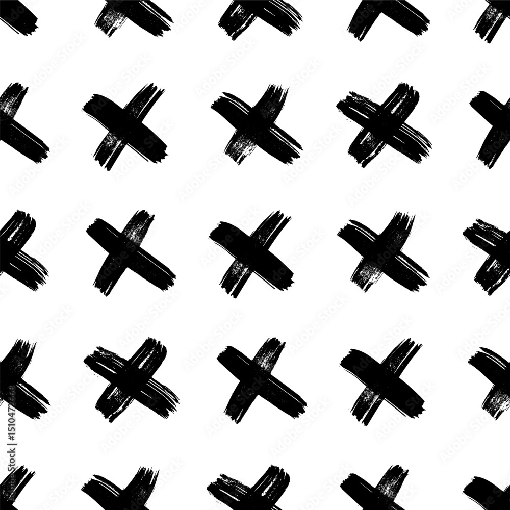 Fototapeta premium Seamless pattern with hand drawn cross symbols