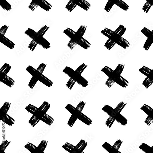 Seamless pattern with hand drawn cross symbols