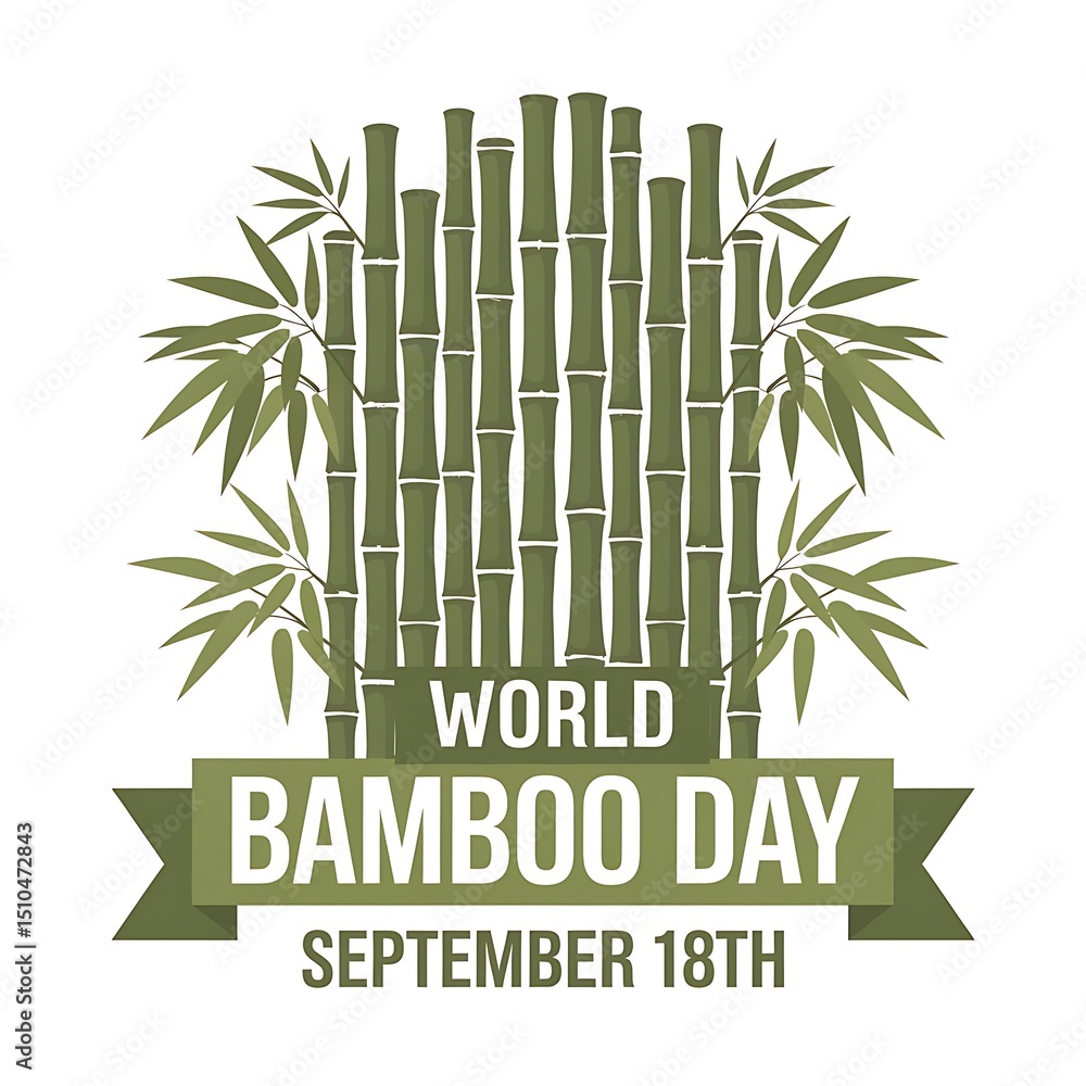 Naklejka premium World Bamboo Day, 18 September, bamboo day stock illustration, vector illustration, banner, post, ads design