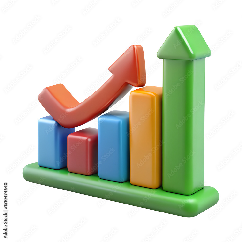 Colorful 3d rendered graph illustrating upward trends and financial growth on a white background for business presentations isolated on transparent background HD photo PNG file download.
Colorful 3d rendered graph illustrating upward trends and financial growth on a white background for business presentations isolated on transparent background HD photo PNG file download.