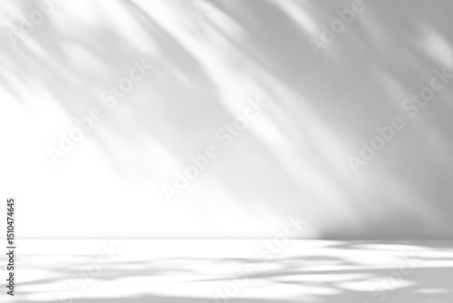 shadow overlay effects of realistic abstract natural tree leaves shadow on wall and floor background,Summer sunlight and shadow overlay effect,shadow for photo interior backdrop studio mockup