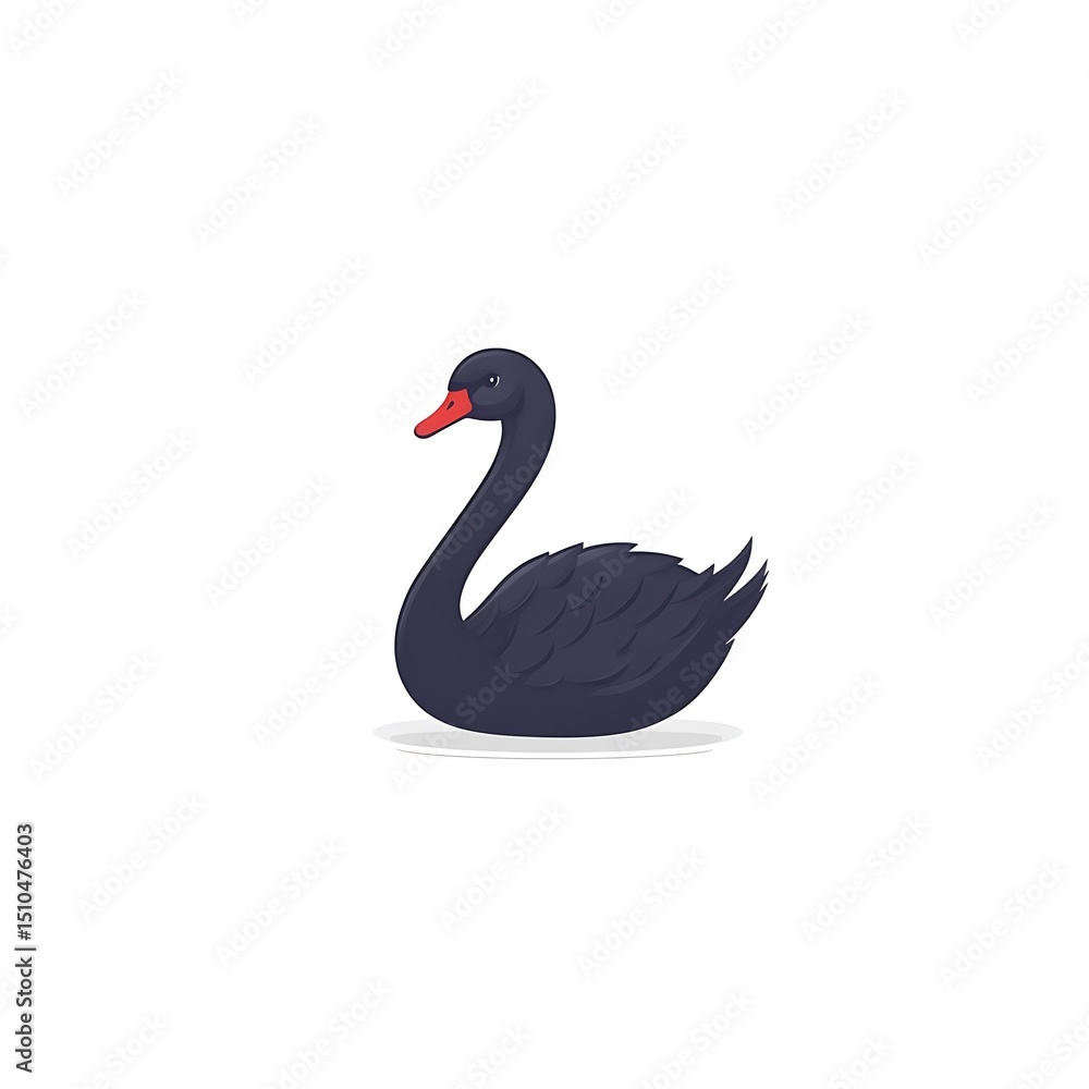 Obraz premium Cute black swan illustration