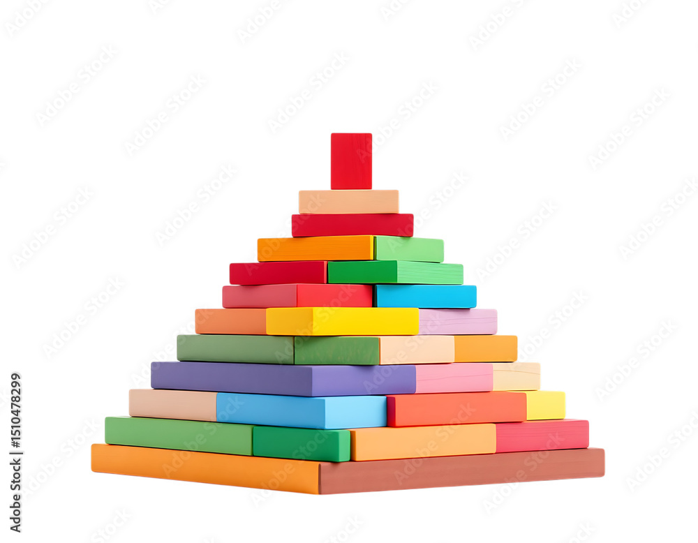 Fototapeta premium Colorful blocks stacked in a pyramid shape.