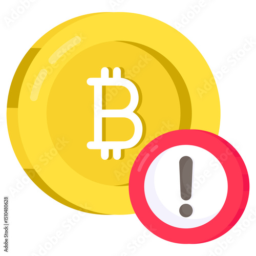 Cryptocurrency Bitcoin Warning Alert Digital Finance Risk Icon