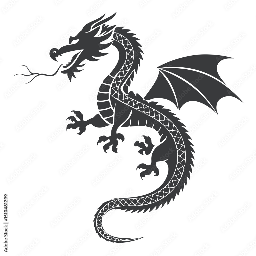 Obraz premium Majestic stylized dragon winged creature mythical beast