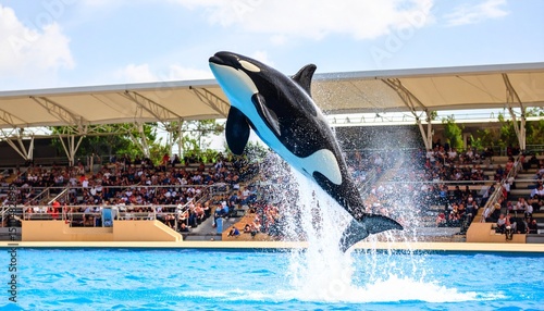 Orca Performing Jump at Marine Show
