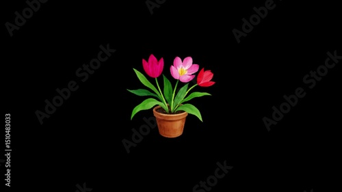 Wallpaper Mural pink tulips in a black vase sicker animation motion graphic with green screen Background. High resolution, Ultra High Definition, 4k video Torontodigital.ca