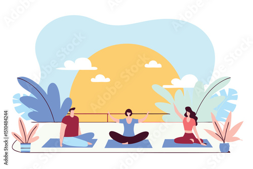 family on the beach yoga