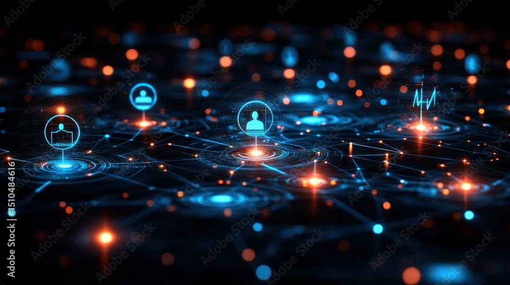 Obraz premium Interactive digital network of users