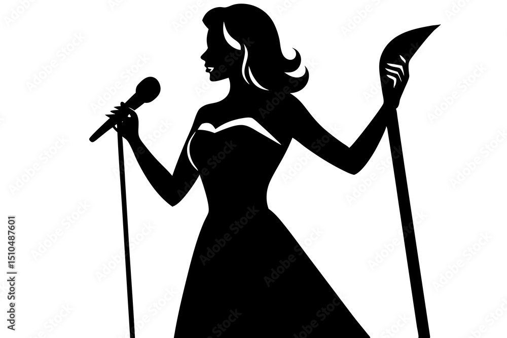 High-Quality Realistic Portrait of a Woman Singing on Stage with Dramatic Studio Lighting High-Quality Realistic Portrait of a Woman Singing on Stage with Dramatic Studio Lighting
