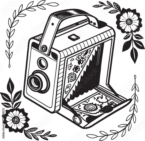 vector illustration of a retro camera