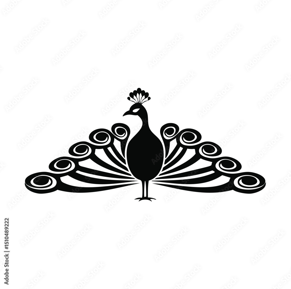 Fototapeta premium Elegant black peacock silhouette design graphic