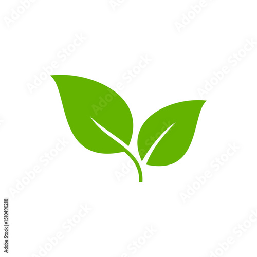 Simple green leaf logo design isolated