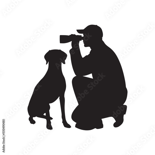 Dog photographer silhouette professional photography pet animal vector