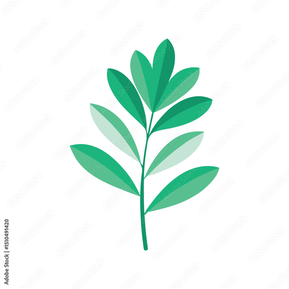 Fototapeta premium Stylized green leaf on a stem