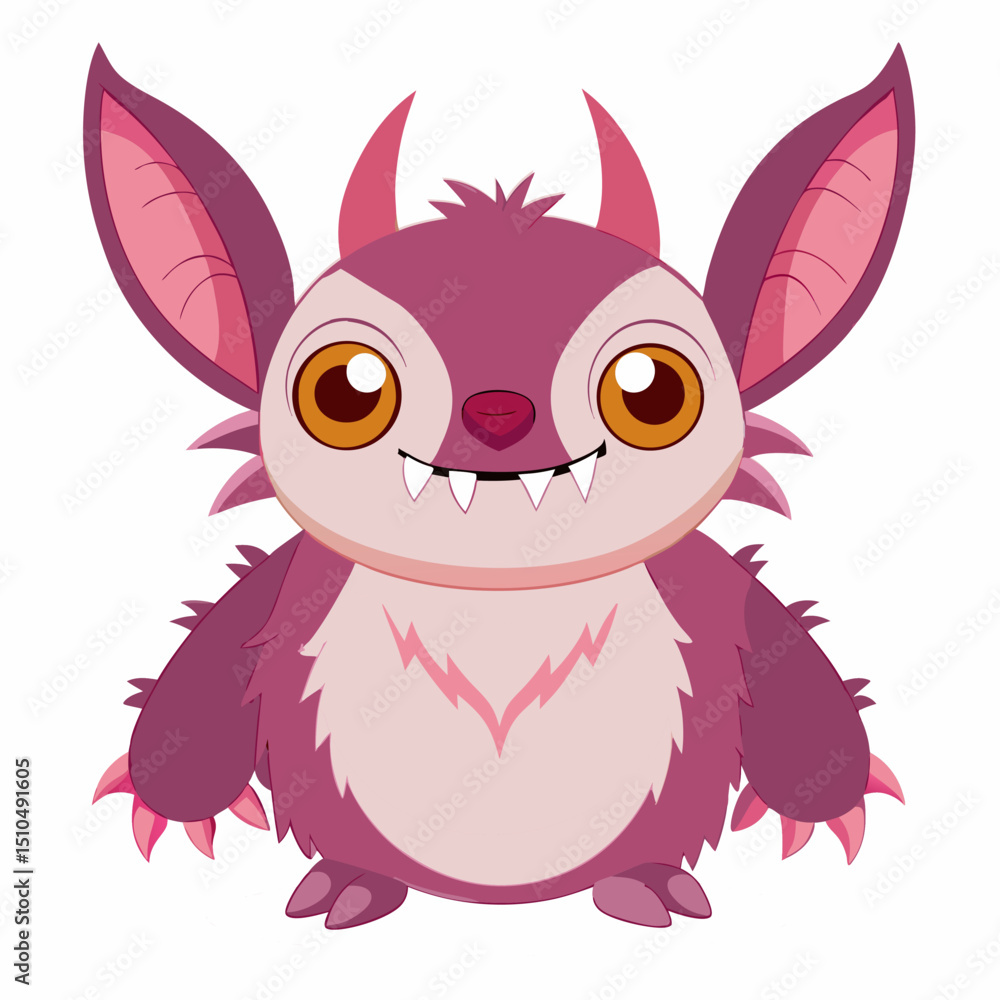 Fototapeta premium Monster pink doll . Popular expensive children's Chinese toy. Isolated vector illustration on white background