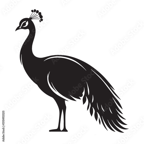 Peacock silhouette styled with clean arcs – Peacock illustration – Minimalist Peacock vector – Bird silhouette – Bird vector

