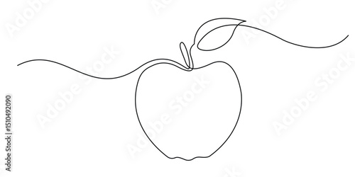 continuous line drawing of apple fruit. vector illustration of one line of apple fruit. fresh fruit with vitamin content, for diet and health