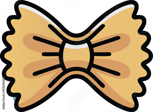 close-up view of a perfectly formed farfalle pasta