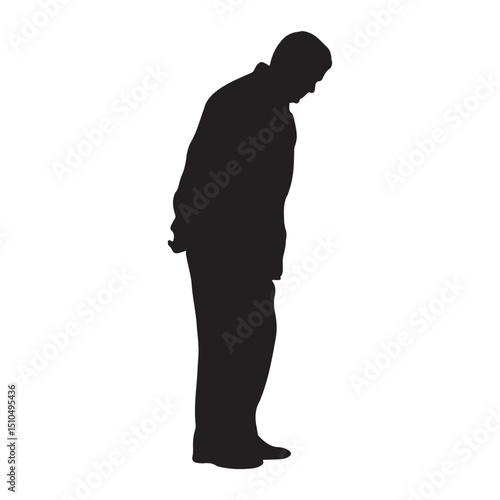Isolated silhouette of man looking down vector illustration stock art