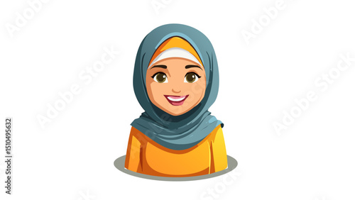 Adorable Hijabi Girl Illustration Vector
