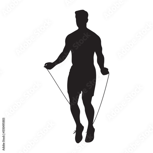 Man silhouette jump rope workout fitness cardio exercise training gym