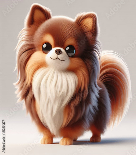 3D Cartoon Chihuahua Dog Full Body Minimalist