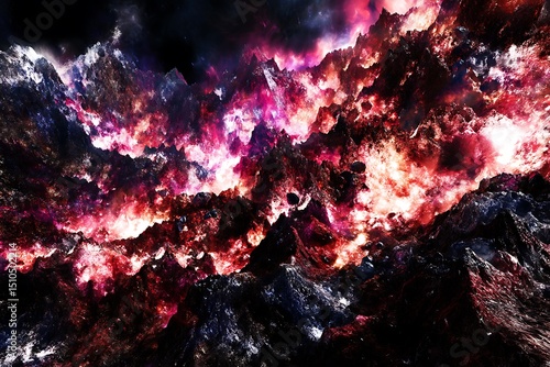 Cosmic mountain range with stellar clouds