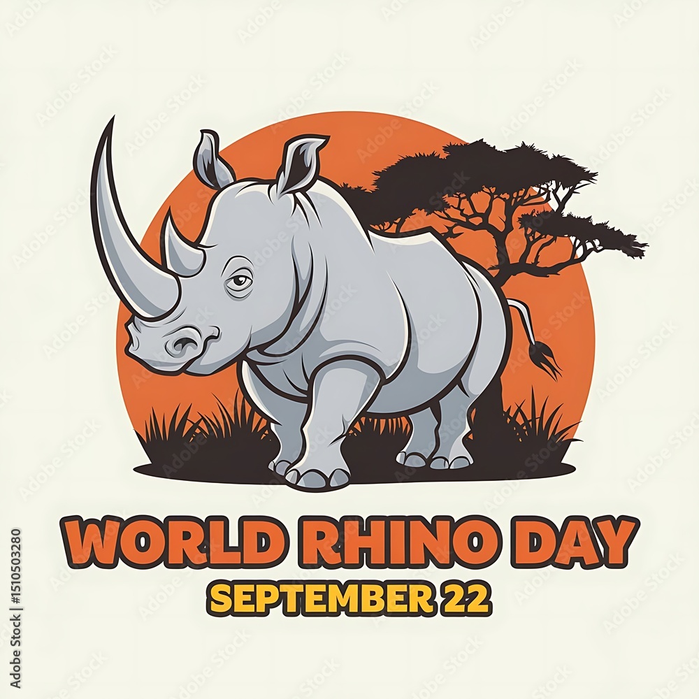 Obraz premium World rhino day vector illustration