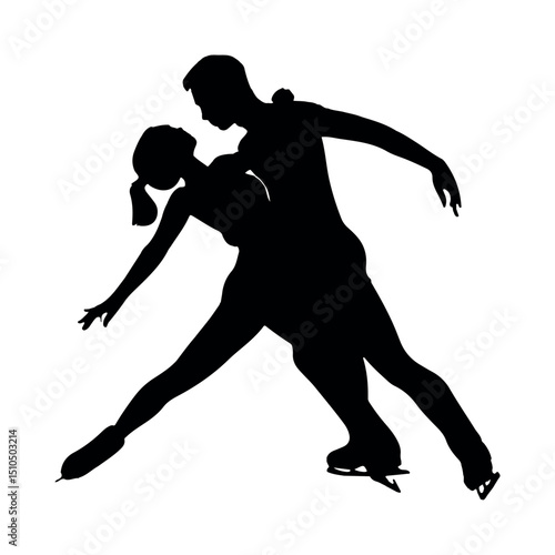Ice skating figure skating silhouette couple skating performance art