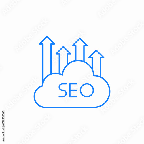 cloud seo growth icon sign vector