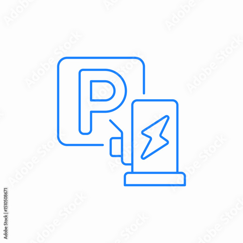 ev charging parking icon sign vector