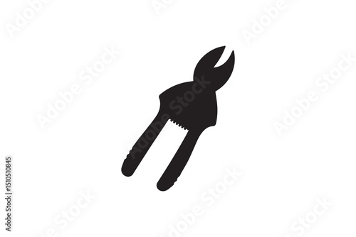 A black-and-white pruners against a white background in a straightforward and inconspicuous vector silhouette  