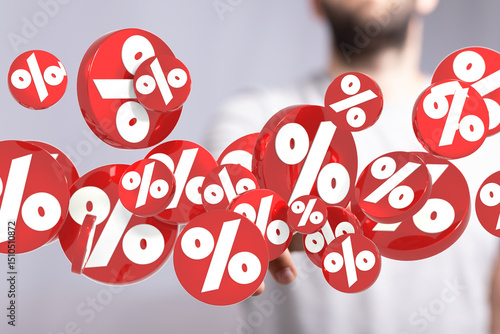 3D rendering of red percent...