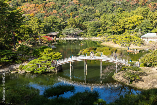 Scenic Autumn Foliage in Ritsurin Garden, Takamatsu, Japan