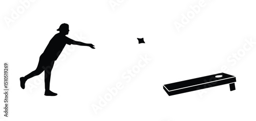Cornhole game silhouette vector