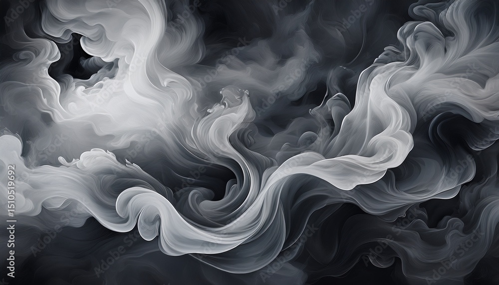 Obraz premium dark grey smoke cloud abstract texture billowing grayscale smoke clouds in abstract motion